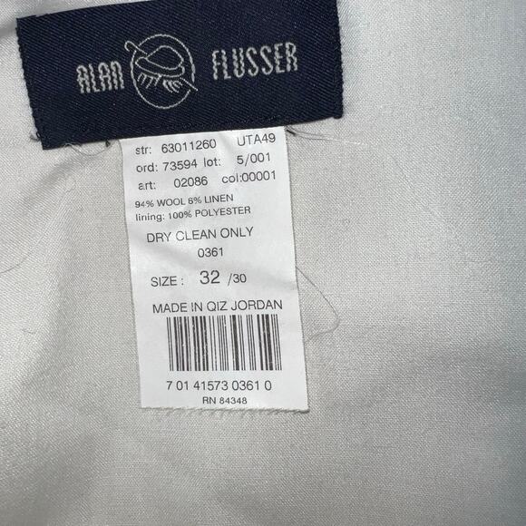 Alan Flusser men 32 micro houndstooth pleated wool linen cuffed dress pants flaw - Picture 8 of 11